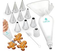 CukkiCakes Kit de Repostería Profesional (12pcs): Manga Pastelera Reutilizable + 9 Boquillas redondas + Acoplador, para Dibujar, Escribir y Decorar en Cupcakes y Tartas - Made in Korea & Japan