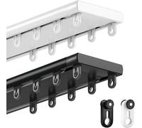 CuKLARYi Rieles Dobles corredizos for Techo - Riel de Cortina Resistente Barras for Cortinas con polea y Tornillos for Cortinas Cama, Divisor Ducha(Black,1.30m/4.26FT)