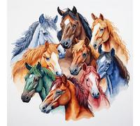 Cukol Cukol Kit Punto de Cruz con Hilos y Tela Impresa Caballo Animales, Cuadros en Cross Stitch Embroidery Bordar Punto de Cruz Kit Bordado Completo Esquemas para Principiantes Patrones Contado 46x46