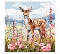 cukol cukol Kit Punto de Cruz con Hilos y Tela Impresa Ciervo Animales, Cuadros en Cross Stitch Embroidery Bordar Punto de Cruz Kit Bordado Completo Esquemas Principiantes Patrones Contado 40x40 cm