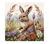 cukol cukol Kit Punto de Cruz con Hilos y Tela Impresa Conejo, Cuadros en Cross Stitch Embroidery Bordar Punto de Cruz Kit Bordado Completo Esquemas para Principiantes Patrones Animal Contado