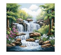 cukol cukol Kit Punto de Cruz con Hilos y Tela Impresa Paisaje de Arroyo, Cuadros en Cross Stitch Embroidery Bordar Punto de Cruz Kit Bordado Completo Esquemas para Principiantes Patrones Contado