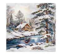 cukol cukol Kit Punto de Cruz con Hilos y Tela Impresa Paisaje Nevado, Cuadros en Cross Stitch Embroidery Bordar Punto de Cruz Kit Bordado Completo Esquemas para Principiantes Patrones Contado