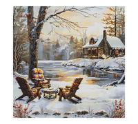 cukol cukol Kit Punto de Cruz con Hilos y Tela Impresa Paisaje Nevado, Cuadros en Cross Stitch Embroidery Bordar Punto de Cruz Kit Bordado Completo Esquemas para Principiantes Patrones Contado