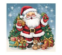 cukol cukol Kit Punto de Cruz con Hilos y Tela Impresa Papá Noel, Cuadros en Cross Stitch Embroidery Bordar Punto de Cruz Kit Bordado Completo Esquemas para Principiantes Patrones Contado 36 x 36 cm