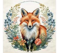 Cukol Kit Punto de Cruz con Hilos y Tela Impresa Zorro Animales, Cuadros en Cross Stitch Embroidery Bordar Punto de Cruz Kit Bordado Completo Esquemas para Principiantes Patrones Contado 36x36 cm