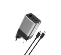CUKTECH 6 Mini Cargador USB C 65W GAN, 3 Puertos Cargador Rápido Cable 1m | Compatible con iphone 17,MacBook Pro/Air, Samsung S26 Ultra, Xiaomi 17, iPhone 17 Pro Max, Clavijas Plegables