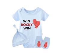 culbutomind Baby Twins Body Guantes de Boxeo Win Rocky Baby Outfit Divertido Mameluco Bebé Bebé Niña Conjunto de Ropa