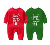 culbutomind Baby Twins Body She He did it Ropa de bebé Ropa de niña recién nacida Ropa de gemelos Regalo de bebé, Rojo Verde Santa, 6 mes