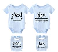 culbutomind Body para bebé con texto en inglés "Yes We Are Twins No We Are Identical Fun", Color azul., 3-6 Meses