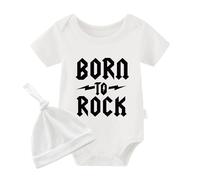 culbutomind Body Para Bebé Gemelos Born To Rock Divertido Recién Nacido Ropa Niños Niñas Regalos Gemelo Manga Corta Con Sombrero(white rock 3m)
