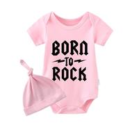 culbutomind Body Para Bebé Gemelos Born To Rock Divertido Recién Nacido Ropa Niños Niñas Regalos Gemelo Manga Corta Con Sombrero(pink rock 12m)