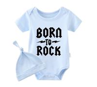 culbutomind Body Para Bebé Gemelos Born To Rock Divertido Recién Nacido Ropa Niños Niñas Regalos Gemelo Manga Corta Con Sombrero(blue rock 3m)
