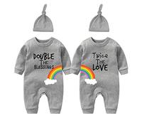 culbutomind Body Para Bebé Gemelos Double Twice Divertido Recién Nacido Ropa Niños Niñas Regalos Gemelo Con Sombrero(grey 3m)