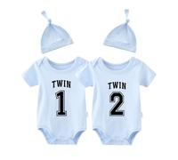 culbutomind Body Para Bebé Gemelos Twin One Twin Two Divertido Recién Nacido Ropa Niños Niñas Regalos Gemelo Manga Corta Con Sombrero(blue 9m)
