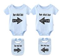 culbutomind Body unisex para bebé con texto en inglés "She He Did It", para recién nacido, para niños pequeños, Azul H, 0-3 Months