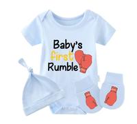 culbutomind Conjunto de ropa para bebé Twins Body de boxeo con guantes de primer rumble para bebé, divertido mameluco para bebé niña
