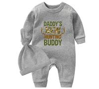 culbutomind Conjunto de traje de bebé ama la roca impresión manga larga ropa infantil recién nacido ropa de bebé, Gris Hunting Buddy, 9 mes