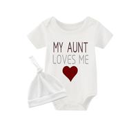 culbutomind My tía Loves Me Personalizado Tía Regalo Personalizado Corazón Bebé Mameluco Funny Baby Twins