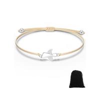CULEB 1 Pieza Pulsera Ángel de la Guarda de Plata,Pulsera de Amuletos de la Suerte con Cordón Trenzado Ajustable,Regalos de Confirmación, Bautismo y Comunión para Niñas Chico Mujeres