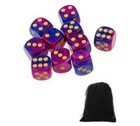 CULEB 10 PCS Dados,16mm D6 Dados de Rol,Juego de Dado con Bolsa de Terciopelo para juegos de Rol,Mesa,Dice Football,Lecciones de Matemáticas(Azul-Púrpura)