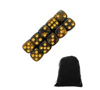 CULEB 10 PCS Dados,16mm D6 Dados de Rol,Juego de Dado con Bolsa de Terciopelo para juegos de Rol,Mesa,Dice Football,Lecciones de Matemáticas(Negro-Dorado)