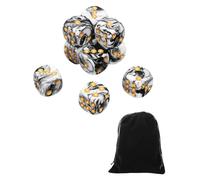 CULEB 10 PCS Dados,16mm D6 Dados de Rol,Juego de Dado con Bolsa de Terciopelo para juegos de Rol,Mesa,Dice Football,Lecciones de Matemáticas(Blanco-Negro)