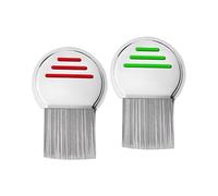 CULEB 2 Piezas Liendrera Profesional para Piojos y Liendres,Lendrera Antipiojos y Liendres Infantil,Peine Ultrafino de Acero Inoxidable para Eliminar Piojos,Tratamiento Piojos y Liendres(Rojo,Verde)