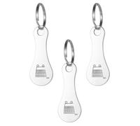 CULEB 3 Piezas Fichas de Carrito de Acero Inoxidable,Llavero de Carrito de Compras Desmontable con Patrón,Accesorios de Utilidad para Moneda Carro Compra