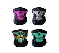 CULEB 4 PCS Máscara de Motocicleta,Mascarilla Multifuncional con Forma de Calavera,Bufanda de Halloween,Pasamontañas Elástico Bandana Hombres Mujeres para Esquiar,Motociclismo,Ciclismo,Senderismo