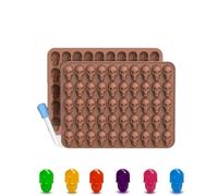 CULEB Moldes de Silicona para Caramelos de Calavera,2 PCS 50 Cavidades Molde Silicona de Calavera con 1 Gotero,Molde-Silicona-Halloween para Caramelos,Chocolate,Gelatinas,Pralinés,Cubitos Hielo