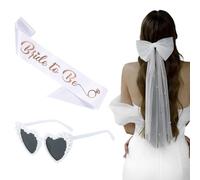 CULEO despedida de soltera velo novia despedida soltera bride to be 3 accesorios para despedida de soltera cinturón y velo para despedida de soltera gafas de sol con perlas en forma de corazón
