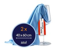 culiclean Bayeta Cristales Azul - Paños de Limpieza Profesional para Cristales, Espejos y Superficies Brillantes - Fabricado en Austria - 2 Paños de Microfibra 40x60cm Azul