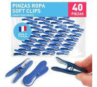culiclean - Pinzas para la Ropa prémium, Varios Modelos, plástico, Azul clásico y Blanco., 40 Unidades
