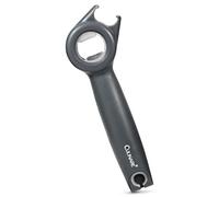 Culinare Abridor 5 en 1, abre tarros, latas, botellas, tiradores de anillo y tapas giratorias con una herramienta, plástico/acero inoxidable/gris