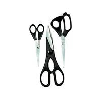 Culinare C33001 Juego de Tijeras de 3 Piezas, Negro, Plástico/Acero inoxidable, Múltiples Tamaños, Tijeras de Bordar (140mm)/Tijeras Multiusos (180mm)/Tijeras de Cocina (200mm)
