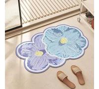 CulinaryTerra Hermosa alfombra de baño con pintura al óleo de flores, súper absorbente, de tierra de diatomeas, ultrafina, antideslizante, de secado rápido, se adapta debajo de la puerta (azul, 40 x