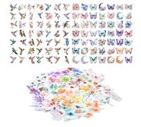 Culinavog 150 Pegatinas Scrapbooking, Transparentes Stickers Flores, Mariposas y Colibríes, Impermeables, para DIY Álbumes, Decorar Diario