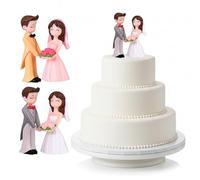 Culinavog 2 Pares muñecos tarta boda, 4.7 * 6.9cm novios para tarta de boda, Resina figura novios Tarta Boda, Decoración del Pastel de Bodas con Flor para Decoración de BodaS, Aniversario, Colección