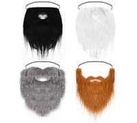 Culinavog 4piezas Barba Falsa Halloween, Barba Postiza Con Elástico, Barba Graciosa Para Carnaval, Barba Para Fiestas Temáticas, Barba Falsa Realista Para Mascarada, Suministros De Navidad Y Halloween