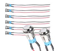 Culinavog 6 Piezas Pulsador a Prueba de Agua, Botón Encendido Apagado con 15cm Alambre, Mini Pulsadores Interruptores, Interruptor de Botón Autoblocante 6A 12V/24V/125V/250V(Cabeza Alta)