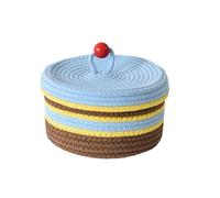 Culinavog Cestas de Almacenamiento,Cestas de Almacenamiento de Cuerda de Algodón Trenzada con Tapa, Cestos Almacenaje Decorativas, Organizador multifuncional para Toallas, Baño, Maquillaje, Juguetes