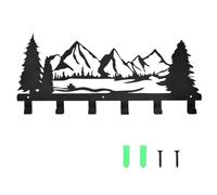 Culinavog Colgador llaves, Chaveiro de Parede con 6 Ganchos Resistentes, 35 x 17.8 cm llavero Pared en Metal, Montañas y Ríos Decorativo, Colgar llave Entrada para Entrada y Pasillo - Negro