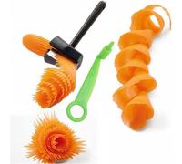 Culinavog Espiralizador de Verduras con Cortador de Patatas en Espiral, Negro Cortador Manual 2 en 1 de Verduras en Espiral de Acero Inoxidable, Rallador Decorativo para Zanahorias, Pepinos y Patatas