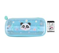 Culinavog Estuche para Lápices, Tema Panda, 2 Compartimentos y Portalápices, Cierre de Cremallera, estuche de Malla Transparente, Estuche con Diseño de Panda y Borrador para Nniños, Regalos, Papelería