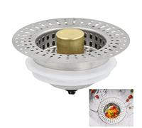 Culinavog Juego Combinado de Tapon y Filtro de Cocina, Filtro Fregadero Cocina Inoxidable, 3 en 1 Tapón para Fregadero de Acero Inoxidable, Antibloqueo y Antiolor para desagües estándar