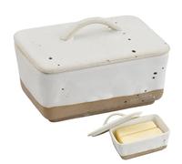 Culinavog Mantequera de Cerámica de 350 ml con Tapa, Caja de Mantequilla de Porcelana, Reutilizable Recipiente para Mantequilla, Plato de Mantequilla para Restaurante, Cafetería, 14.5×10.2×6.5 cm