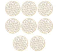 Culinavog Set de 8 Posavasos de Madera Flor de la Vida - 10 x 10 cm - Posavasos Madera, Diseño Espiritual para Meditación, Bebidas y Decoración