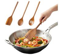 Culinavog Utensilios de Cocina Madera 5 Pzas, Compuesto por una espumadera, una Espátula y una Cuchara, 100% Natural Cucharas Madera, Accesorios Cocina con Agarre Cómodo para Sartenes Antiadherentes