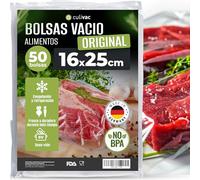 culivac Bolsas Vacio Alimentos 16x25 cm - 50 uds. Original - Bolsas Envasar al Vacio Alimentos y Bolsas Vacio Comida para Sous Vide, Conservación y Congelación